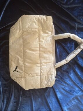 Puma Cream Quilted Tote with Black Logo